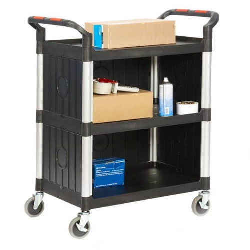 SHELF TROLLEY - 3 SHELF ENCLOSED SIDES 990L