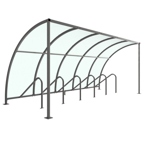 VS1 CYCLE SHELTER - 5 METRE - CLEAR PETG ROOF