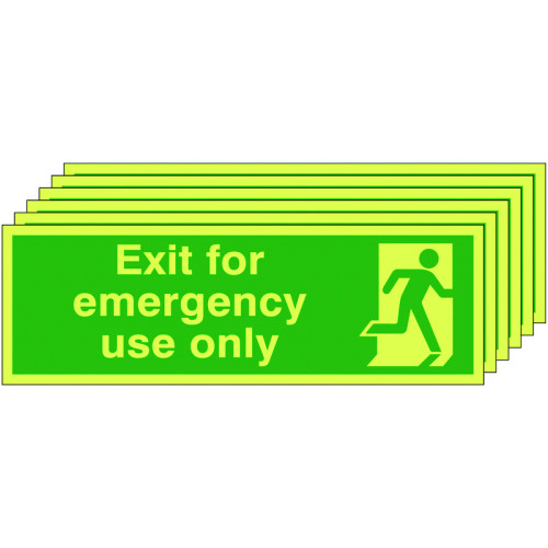 150X450 6 PACK 150X450 EXIT FOR EMERGENCY USE ONLY - NITE GLO RIGID