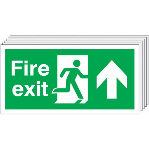 150X300MM FIRE EXIT RUNNING MAN ARROW UP - RIGID PK OF 6