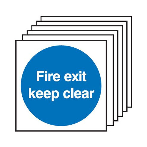 150X150MM FIRE EXIT KEEP CLEAR - RIGID PK OF 6