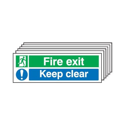 150X450MM FIRE EXIT KEEP CLEAR - RIGID PK OF 6