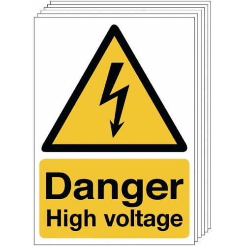 210X148MM DANGER HIGH VOLTAGE - RIGID PK OF 6