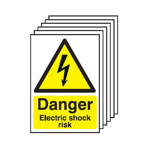 210X148MM DANGER ELECTRIC SHOCK RISK - RIGID PK OF 6