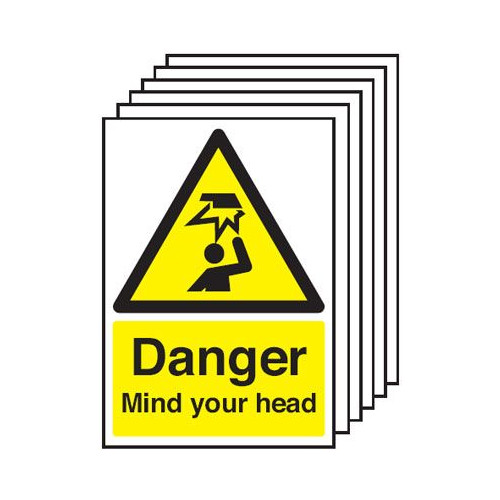 210X148MM DANGER MIND YOUR HEAD - RIGID PK OF 6