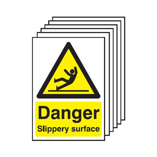 210X148MM DANGER SLIPPERY SURFACE - RIGID PK OF 6