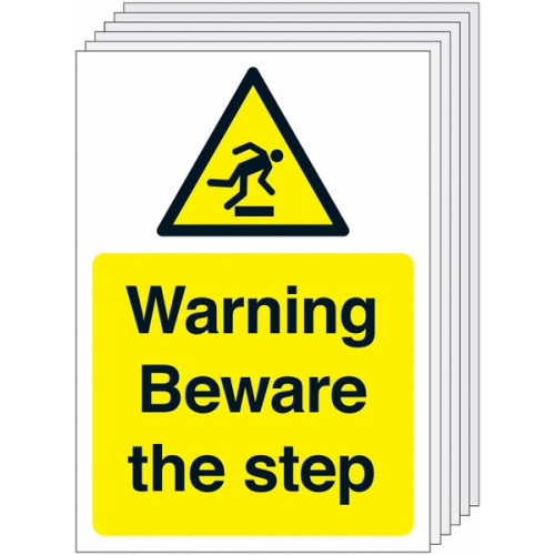 210X148MM WARNING BEWARE OF STEP - RIGID PK OF 6