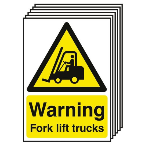 210X148MM WARNING FORKLIFT TRUCKS - RIGID PK OF 6