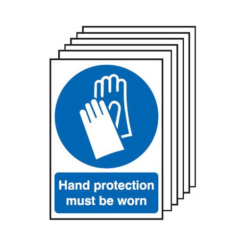 210X148MM HAND PROTECTION MUST BE WORN - RIGID PK OF 6