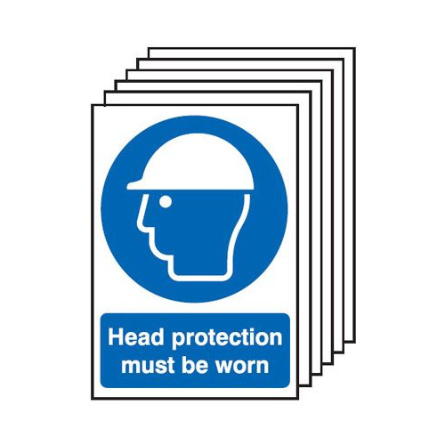 210X148MM HEAD PROTECTION MUST BE WORN - RIGID PK OF 6