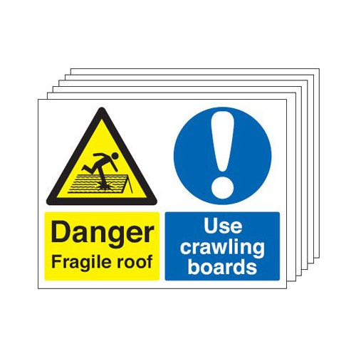 DANGER FRAGILE ROOF USE CRAWLING BOARDS (PK/6)