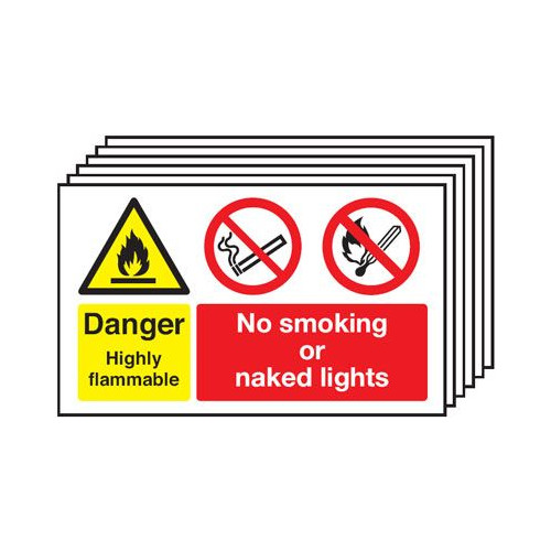 DANGER HIGHLY FLAMMABLE NO SMOKING NO NAKED LIGHTS (PK/6)