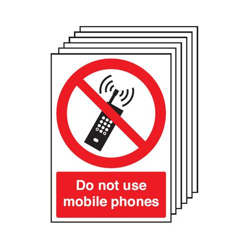 210X148MM DO NOT USE MOBILE PHONES - RIGID PK OF 6