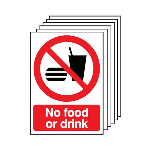 210X148MM NO FOOD OR DRINK - RIGID PK OF 6