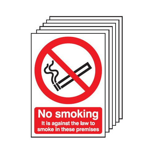 210X148MM NO SMOKING IT IS AGAINST THE LAW - RIGID PK OF 6