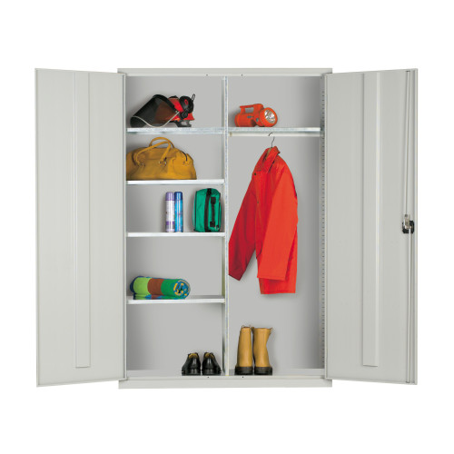 EXTRA WIDE CLOTHING & EQUIPMENT + 4 HALF ADJUSTABLE SHELVES + HANGING RAIL-GREY (1830x1220x457)