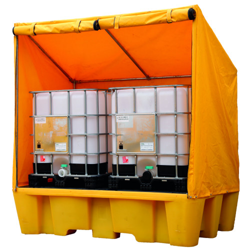 DOUBLE IBC SPILL PALLET WITH FRAMED COVER