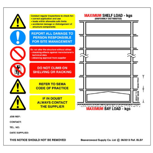 WEIGHT LOAD IDENTIFICATION - LANDSCAPE SHELVING WEIGHT LOAD - H.215 X W.220MM