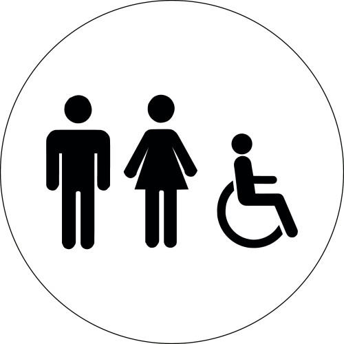 125MM DIA MALE, FEMALE AND ACCESSIBLE TOILET - ECONOMY WASHROOM SIGN