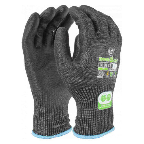 UCI ENVIROCUT RECYCLED CUT LEVEL E PU COATED GLOVE-GREY - L/9 (PK/10)