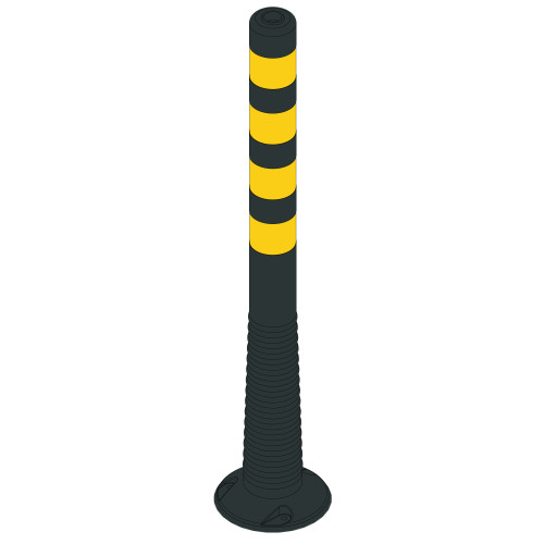 FLEXI DELINEATOR POST - BLACK POST - YELLOW REFLECTORS - H.1000 X W.80 X D.80
