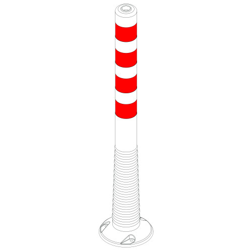 FLEXI DELINEATOR POST - WHITE POST - RED REFLECTORS - H.1000 X W.80 X D.80