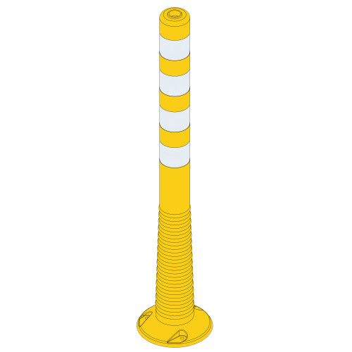 FLEXI DELINEATOR POST - YELLOW POST - SILVER REFLECTORS - H.1000 X W.80 X D.80