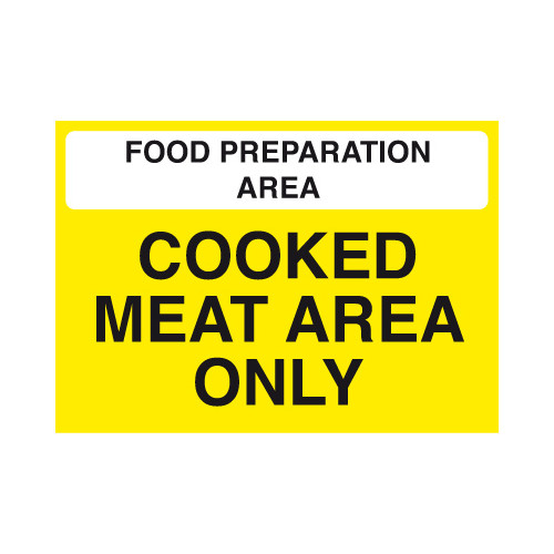 148X210MM FOOD PREP AREA - COOKED MEAT AREA ONLY - SELF ADHESIVE