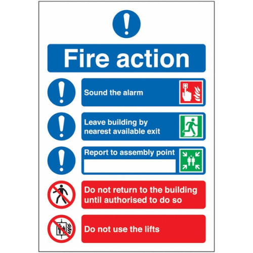 210X148MM FIRE ACTION NOTICE (SYMBOLISED) - RIGID