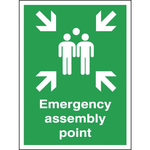 400X300MM EMERGENCY ASSEMBLY POINT - POST MOUNTED ALUMINIUM