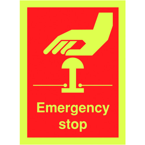 100X75MM EMERGENCY STOP - NITE GLO RIGID