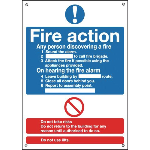 FIRE ACTION NOTICE (STANDARD) - ALUMINUM
