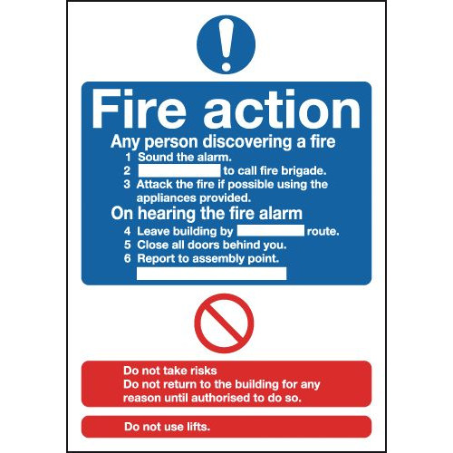 210X148MM FIRE ACTION NOTICE (STANDARD) - RIGID