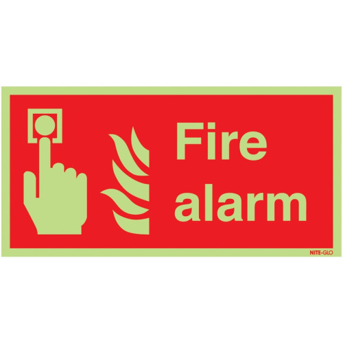 100X200MM FIRE ALARM - NITE GLO RIGID