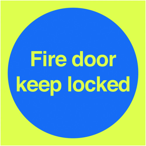 100X100MM FIRE DOOR KEEP LOCKED - NITE GLO RIGID