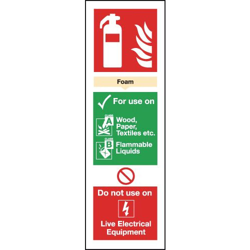 300X100MM FOAM EXTINGUISHER FOR USE ON - RIGID