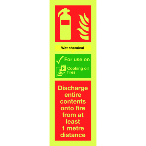 300X100MM WET CHEMICAL EXTINGUISHER FOR USE ON - NITE GLO RIGID