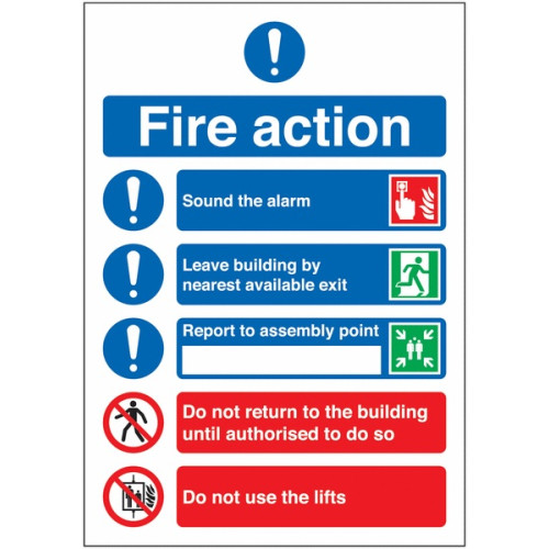 297X210MM FIRE ACTION NOTICE (SYMBOLISED) - SELF ADHESIVE