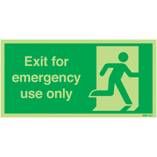 150X300MM EXIT FOR EMERGENCY USE ONLY - NITE GLO RIGID