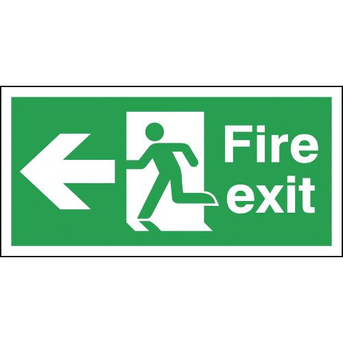 150X300MM FIRE EXIT RUNNING MAN ARROW LEFT - RIGID