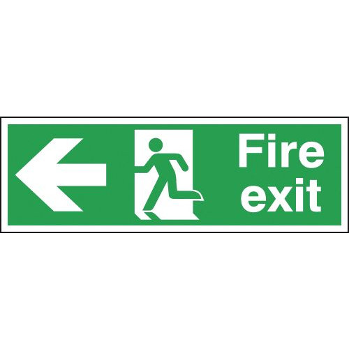 150X450MM FIRE EXIT RUNNING MAN ARROW LEFT - RIGID