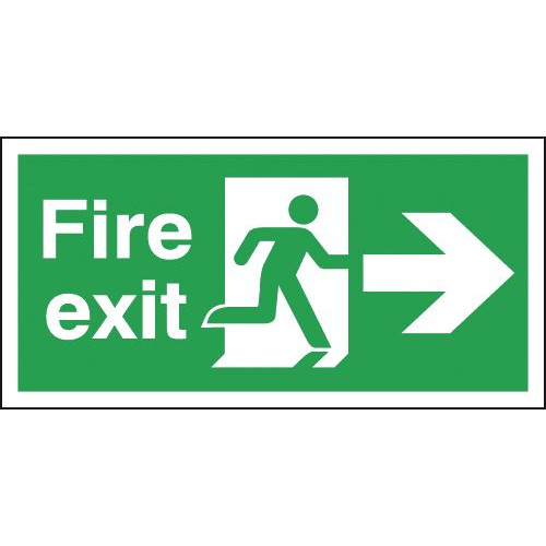 150X300MM FIRE EXIT RUNNING MAN ARROW RIGHT - RIGID
