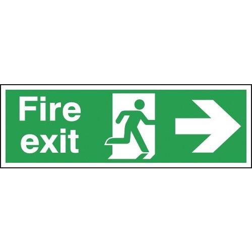 150X450MM FIRE EXIT RUNNING MAN ARROW RIGHT - SELF ADHESIVE
