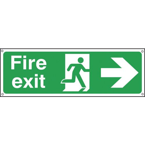 150X300MM FIRE EXIT RUNNING MAN ARROW RIGHT - ALUMINIUM