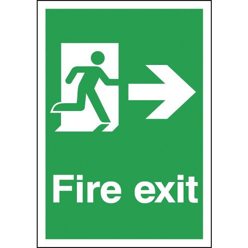 297X210MM FIRE EXIT RUNNING MAN RIGHT - SELF ADHESIVE