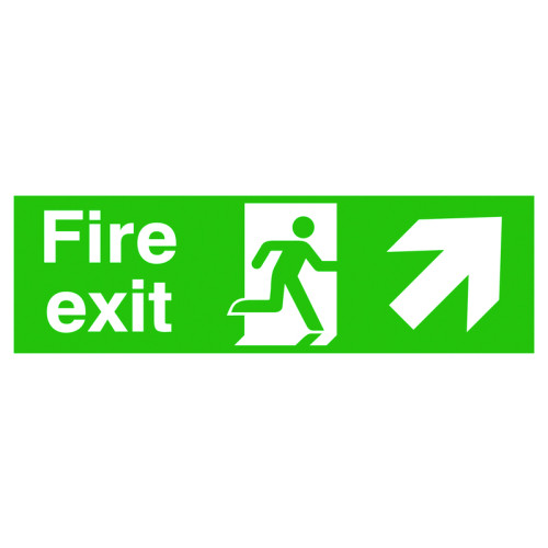 150X450MM FIRE EXIT RUNNING MAN ARROW UP RIGHT - RIGID