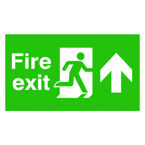 FIRE EXIT RUNNING MAN ARROW UP - POLYCARBONATE