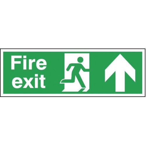 150X300MM FIRE EXIT RUNNING MAN ARROW UP - ALUMINIUM