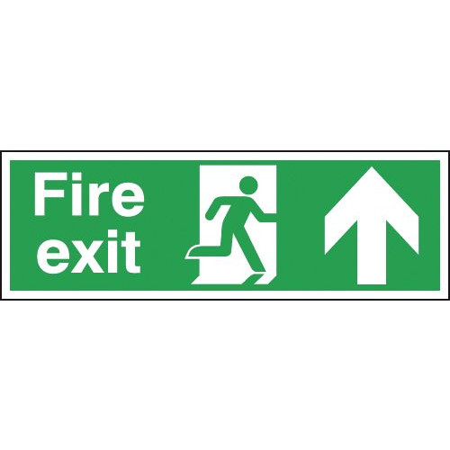 150X450MM FIRE EXIT RUNNING MAN ARROW UP - RIGID