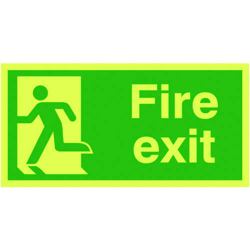 150X300MM FIRE EXIT RUNNING MAN LEFT - NITE GLO RIGID